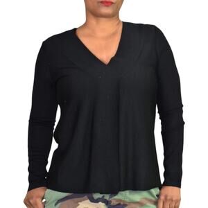 COS Wool Sweater Black Minimalist V Neck Jumper Knit Top Monochromatic Size XS